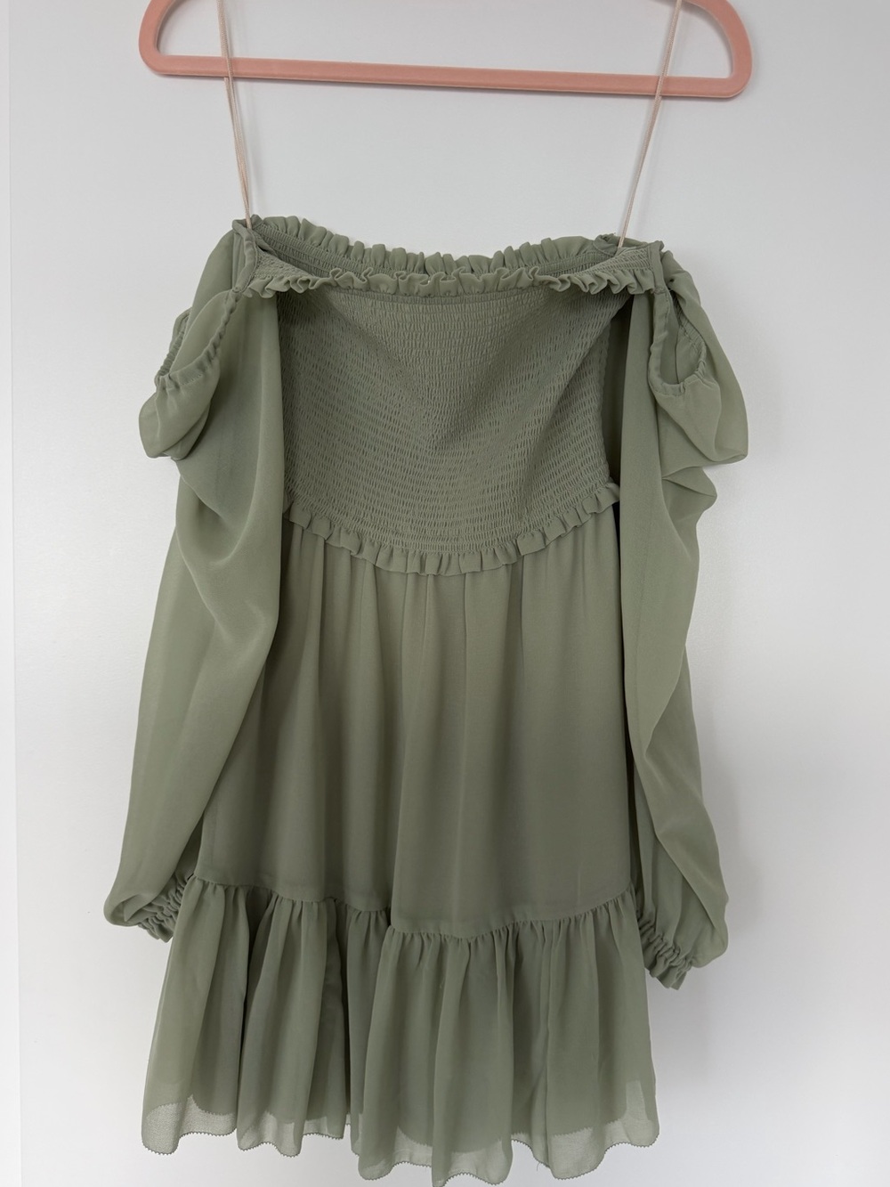 Wilfred Sage Green Off-Shoulder Smocked Tunic